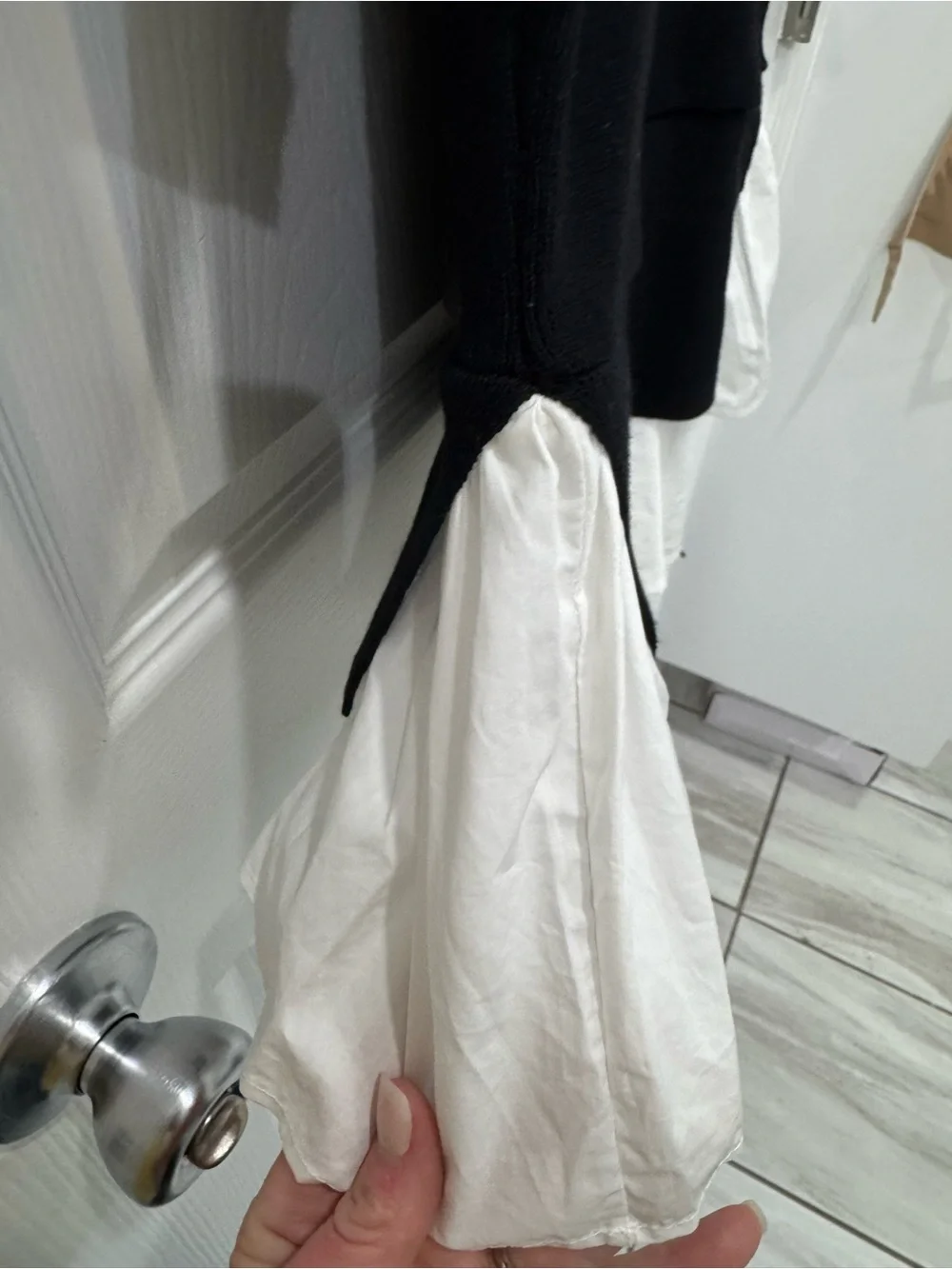Anthropologie Black and White Layered Puff-Sleeve Academia Women's Top- XS- EUC
